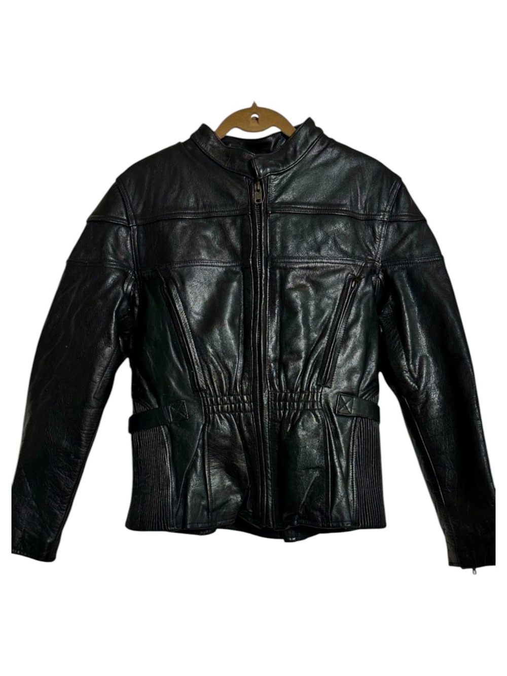 Leather Gallery Black Leather Cinch Thinsulate Liner and Mesh Liner Moto Jacket